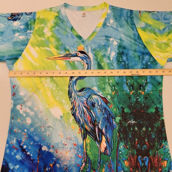 Jen Callahan Unisex T-shirt Size XXL Heron Watercolor Short Sleeve Art to Wear - Picture 9 of 11